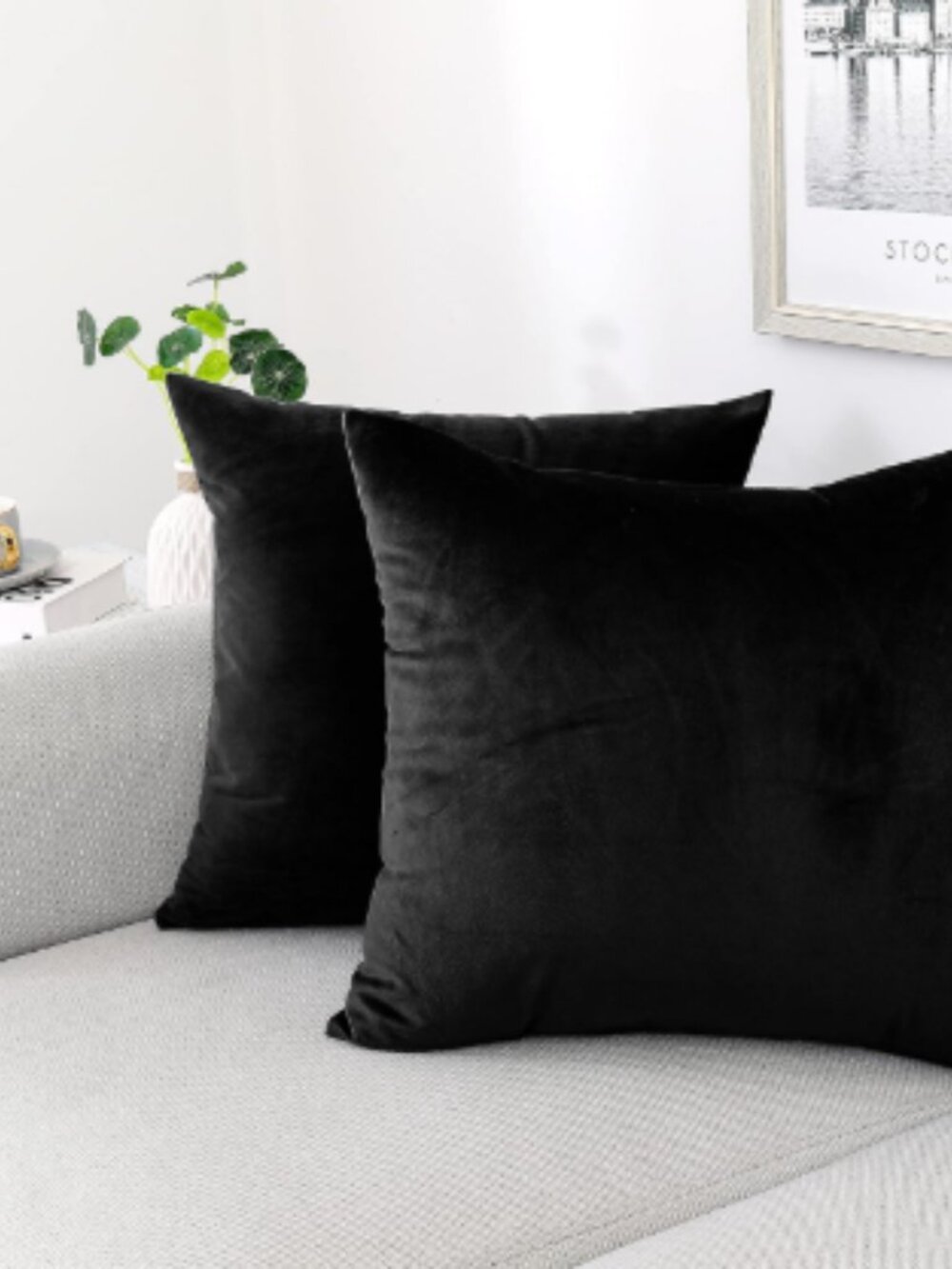 Throw Pillow Covers 18x18 Inch, Pack of 2 - Black Velvet
